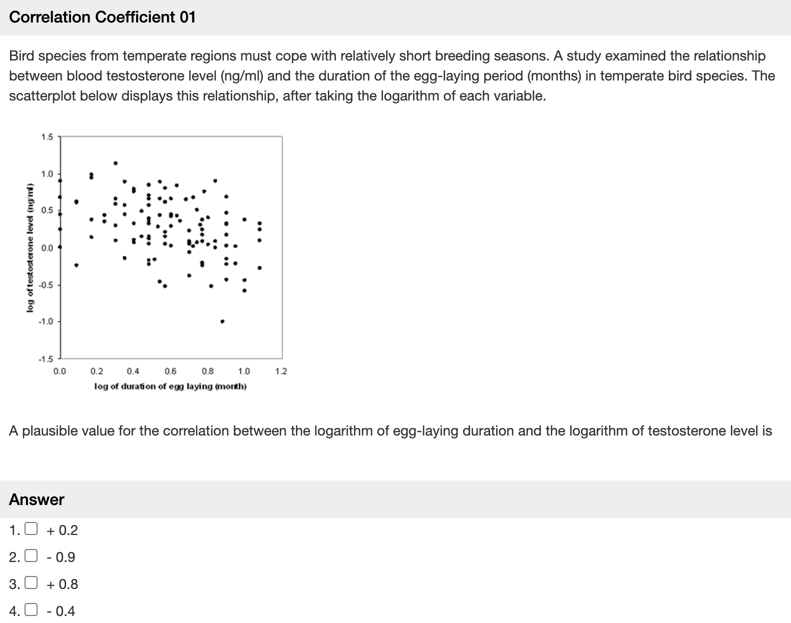 1. Correlation Coefficient 01 Bird species from temperate regions must cope with