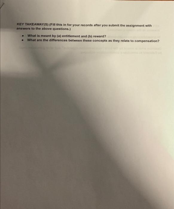 please help i have a test tomorrow KEY TAKEAWAY(S) (Fill this in