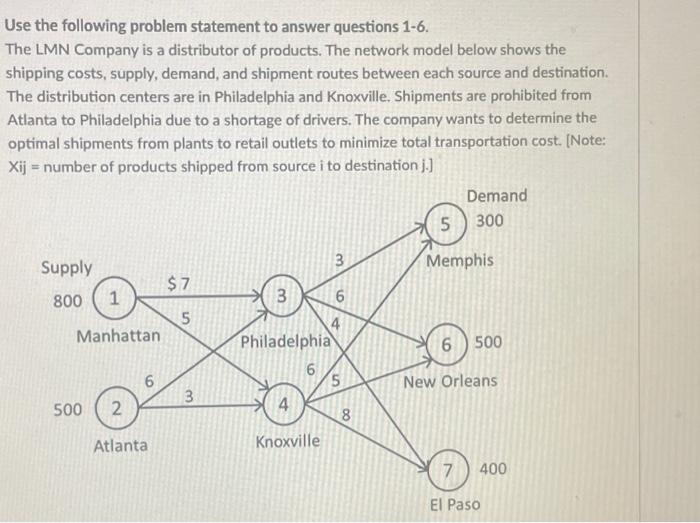  Use the following problem statement to answer questions 1-6. The LMN