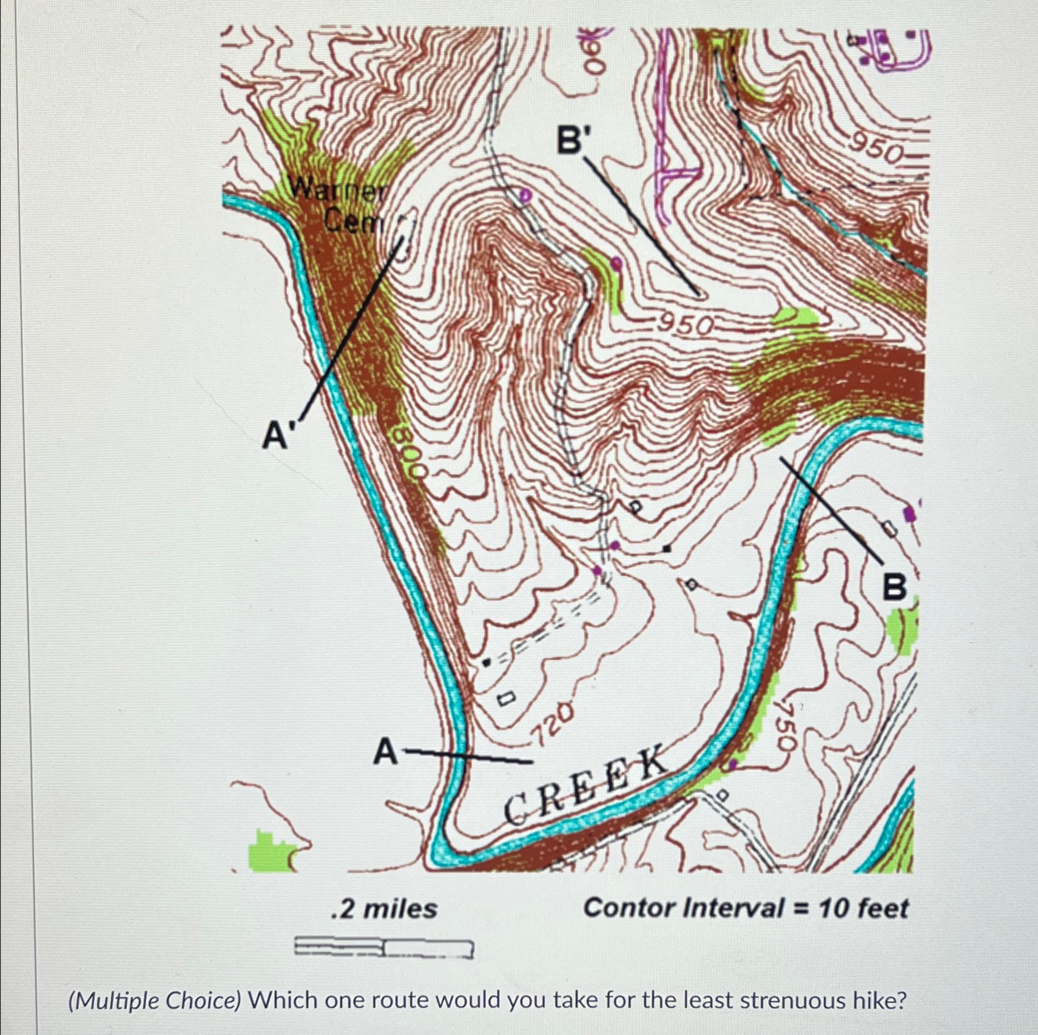  (Multiple Choice) Which one route would you take for the least