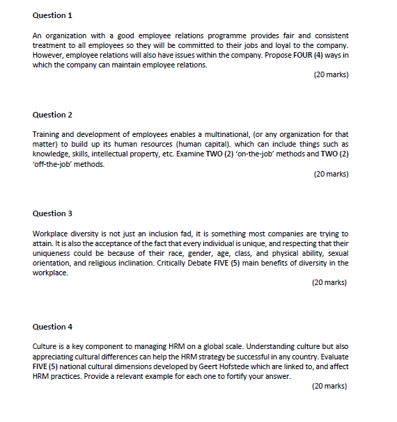 please help me to answer An organization with a good employee relations