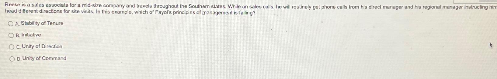  head different directions for site visits. In this example, which of