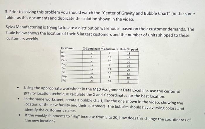  3. Prior to solving this problem you should watch the "Center