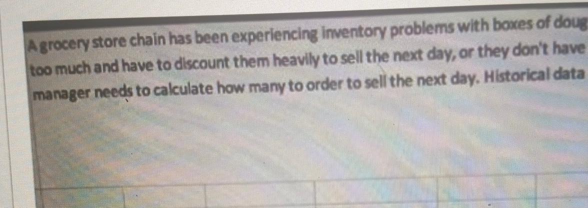  A grocery store chain has been experiencing inventory problems with boxes