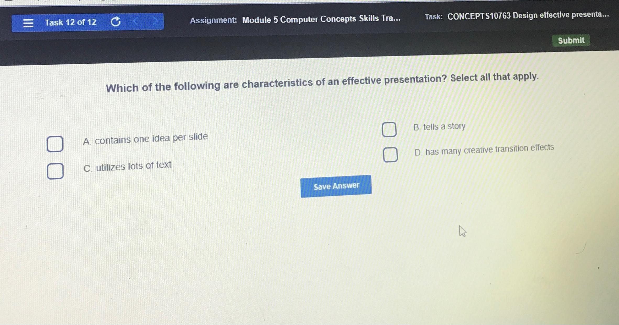  Task 12 of 12 Assignment: Module 5 Computer Concepts Skills Tra...