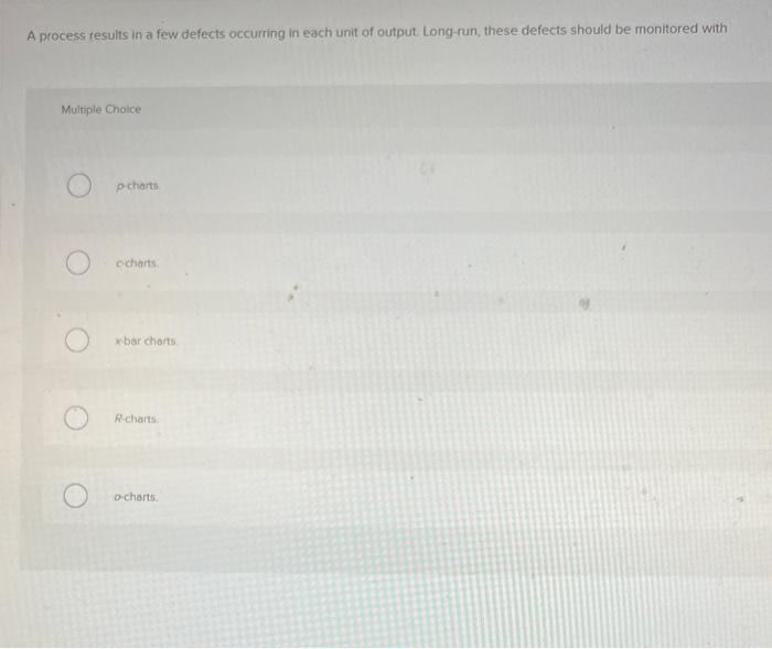  A process results in a few defects occurring in each unit