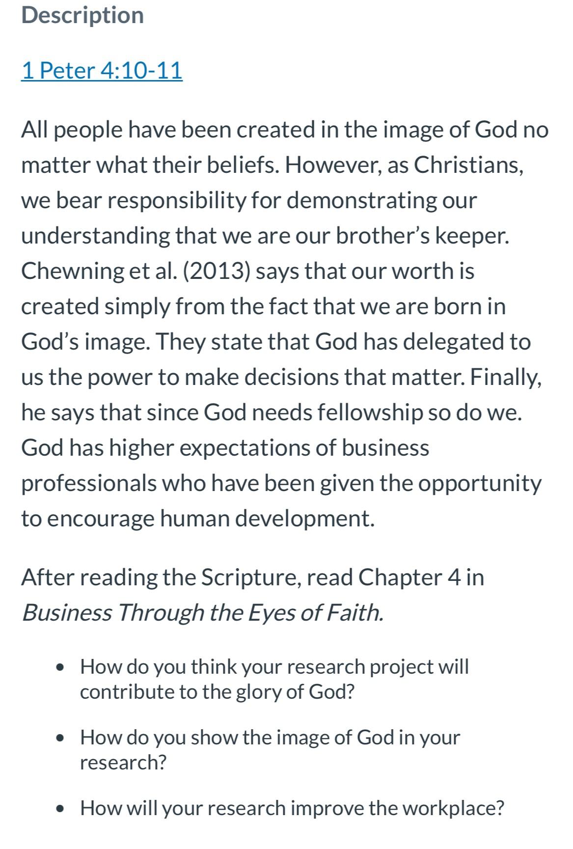  Description 1 Peter 4:10-11 All people have been created in the