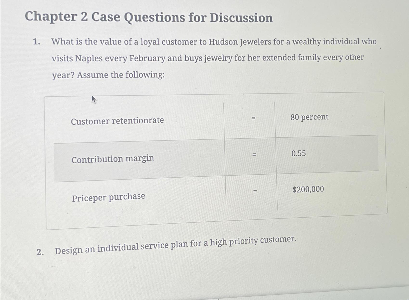  Chapter 2 Case Questions for Discussion What is the value of