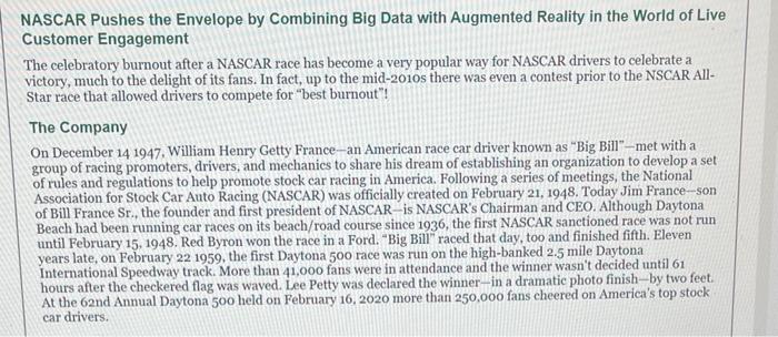  NASCAR Pushes the Envelope by Combining Big Data with Augmented Reality