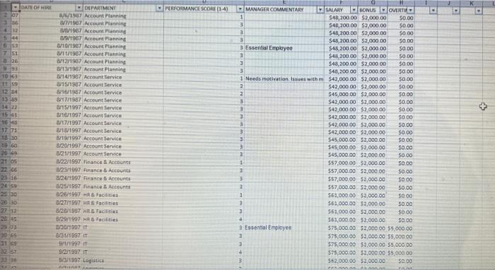  Describe the quantitative and qualitative data provided in the spreadsheet. What