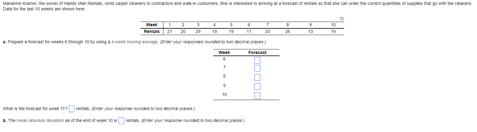 Please help me solve this: What is the forecast for week 11?