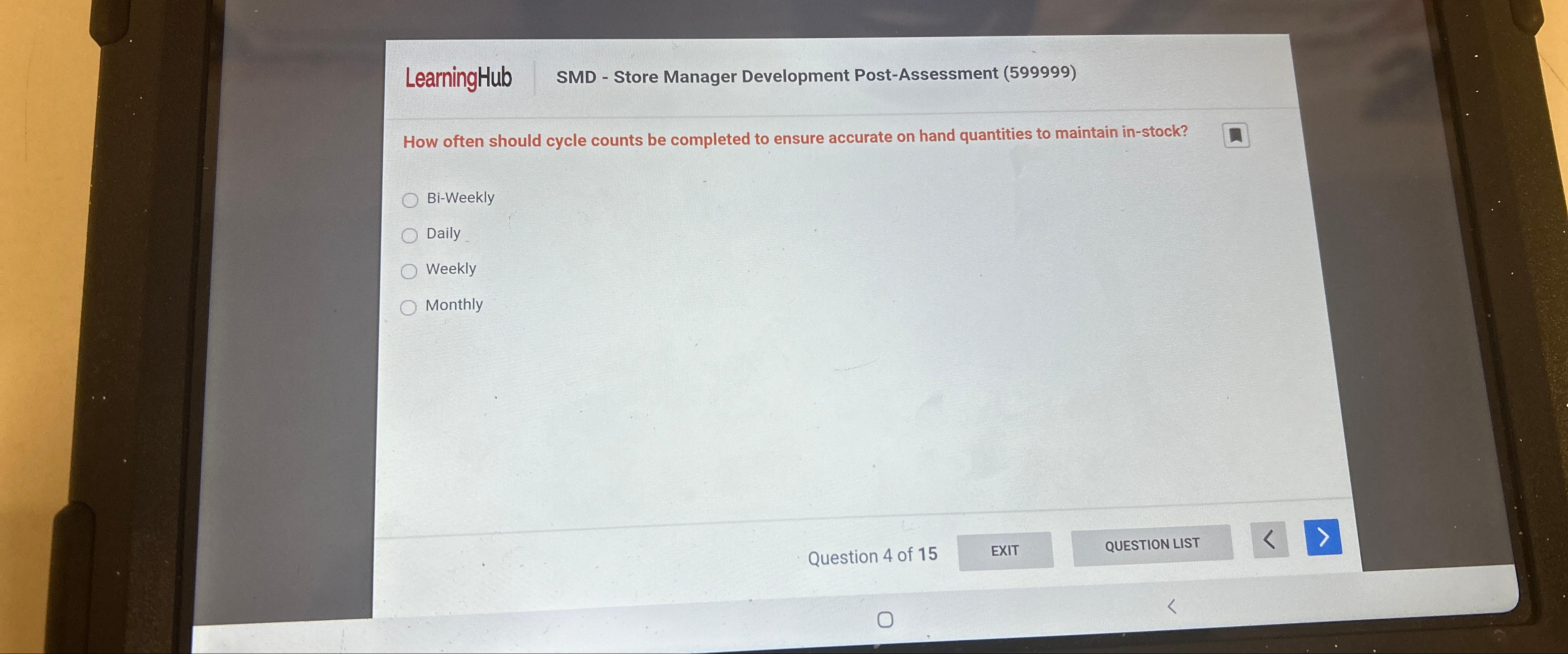  LearningHub SMD - Store Manager Development Post-Assessment (599999) How often should