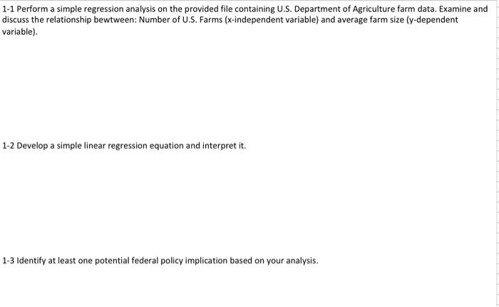 U.S. Department of Agriculture farm data. Examine and discuss the relationship bewtween: