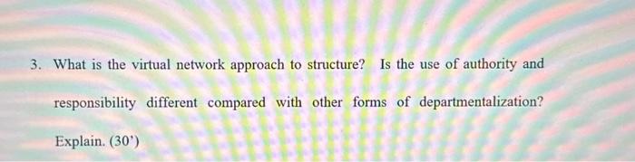  3. What is the virtual network approach to structure? Is the