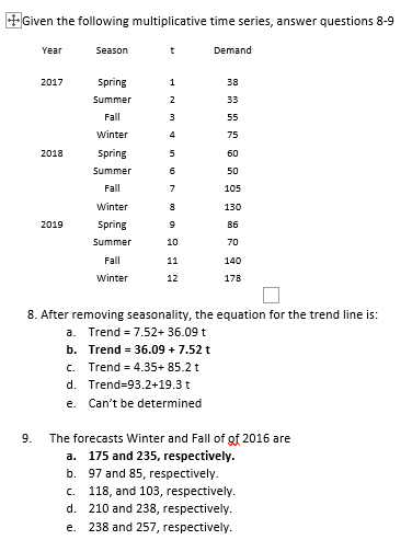 P.S. Can you answer this on an Excel sheet? f Given