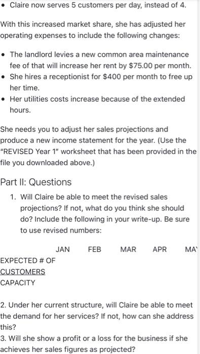 below). which you'll need to complete this assignment. Claire's Cuttery Claire has