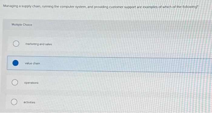  Managing a supply chain, running the computer system, and providing customer