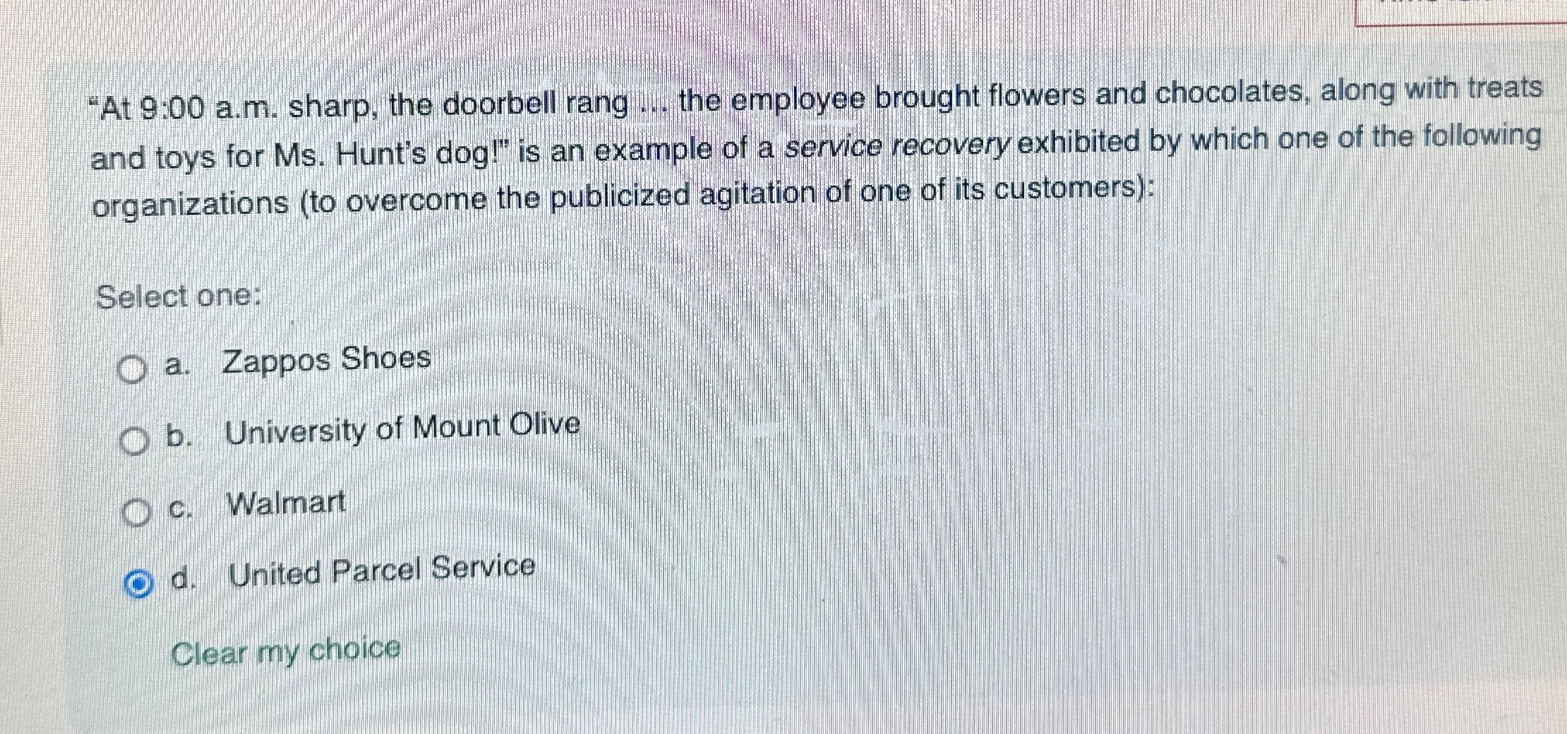  "At 9:00 a.m. sharp, the doorbell rang ... the employee brought