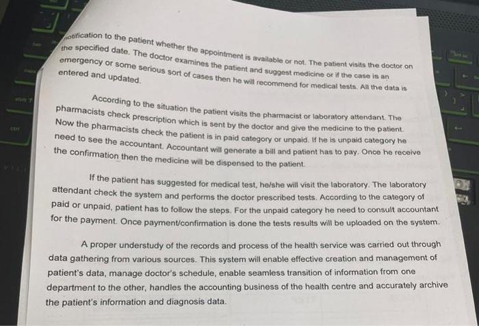Solve it as Business process modle flowchart fotification to the patient whether