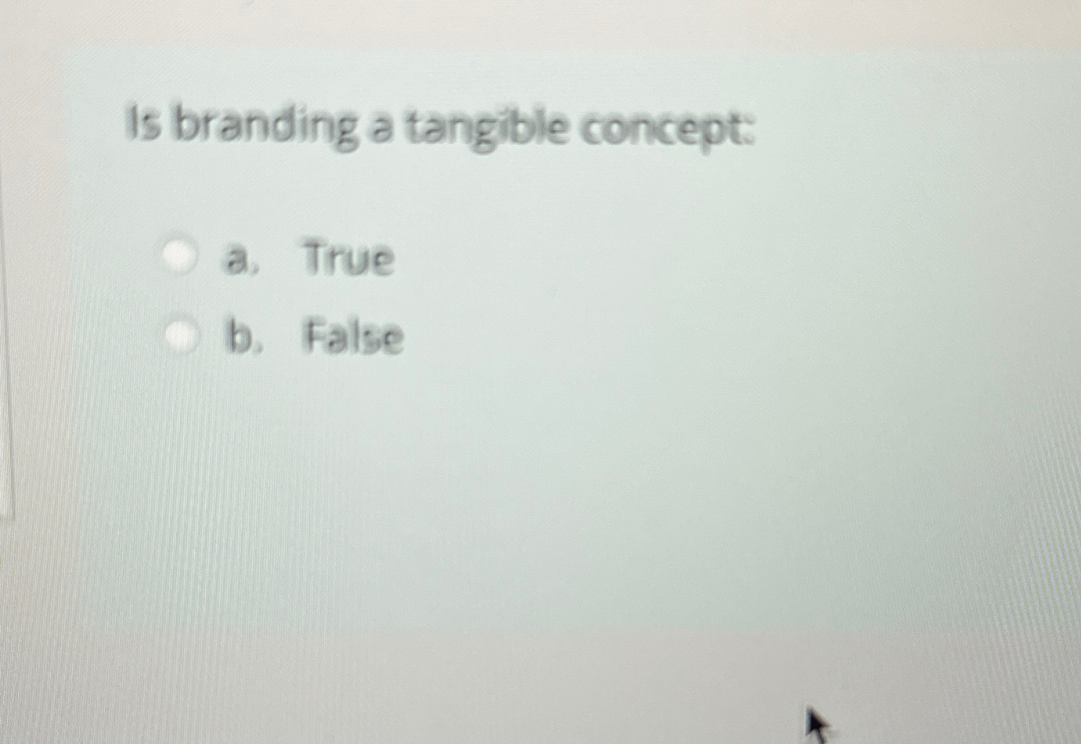  Is branding a tangible concept: a. True b. False 