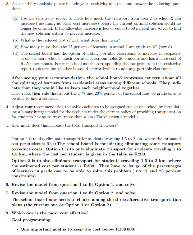  3. Do sensitivity analysis. please include your sensitivity analysis. and answer