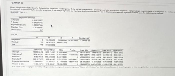  QUESTION 30 ANOvA QUESTION 30 ANOvA