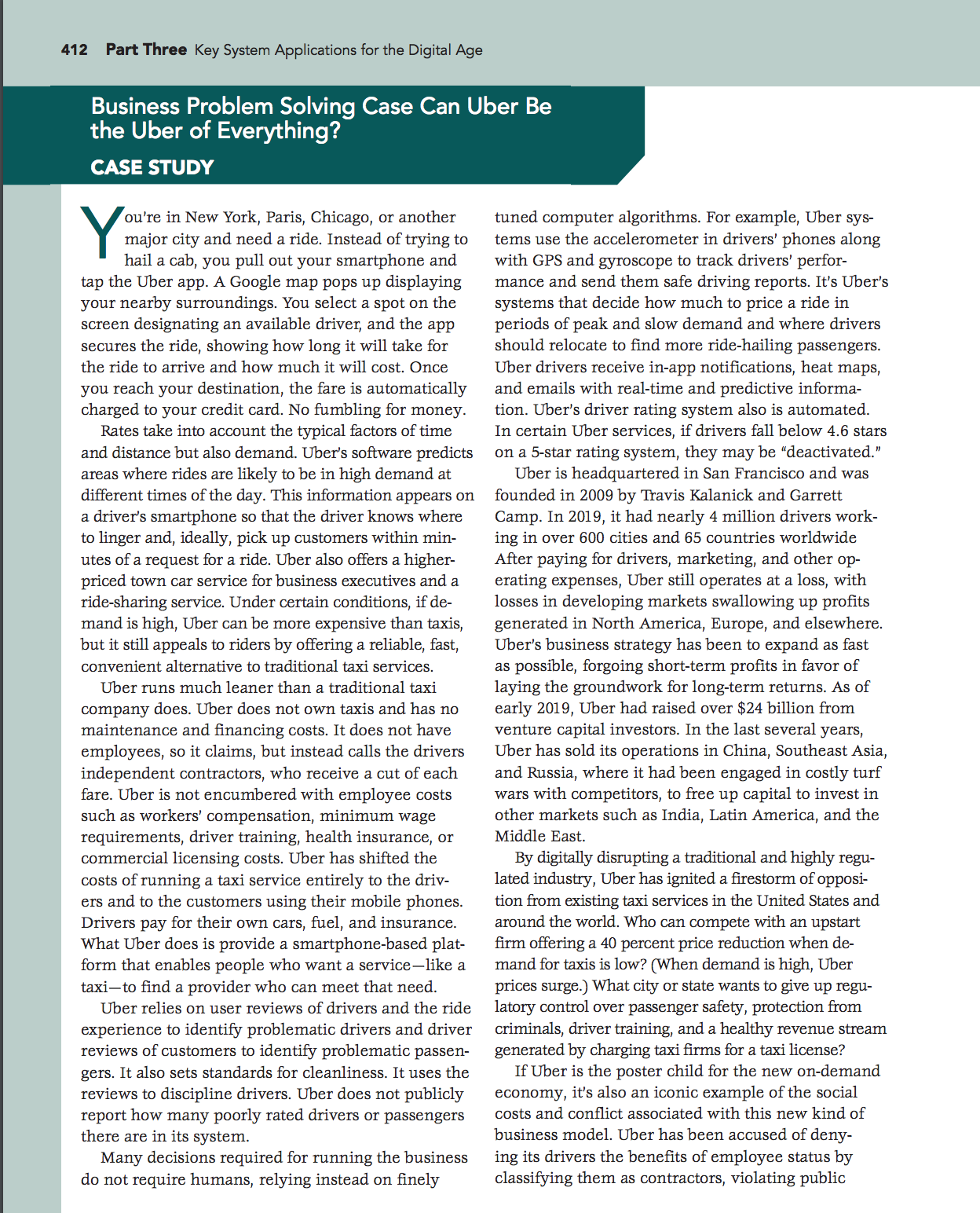 412 Part Three Key System Applications for the Digital Age Business Problem