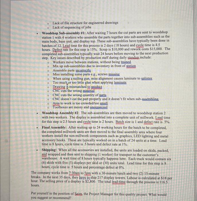 quality cost report. As you read the case study about a display