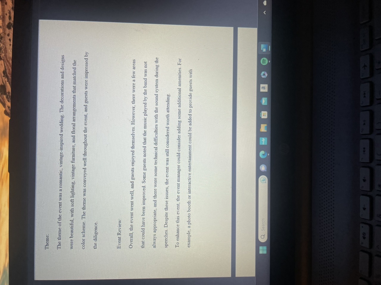 APA format. Event Audit: Review of a Wedding Event Introduction: The event