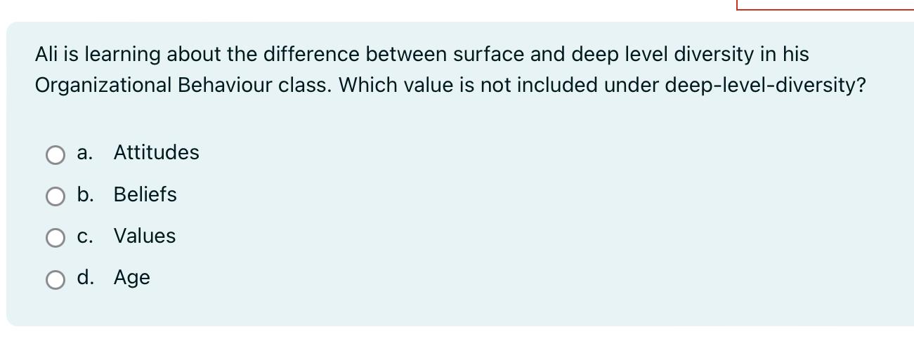  Ali is learning about the difference between surface and deep level