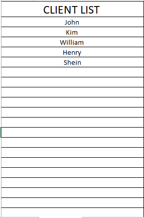EXCEL HELP: Sheet 1: I have a MasterSheet with all client's names: