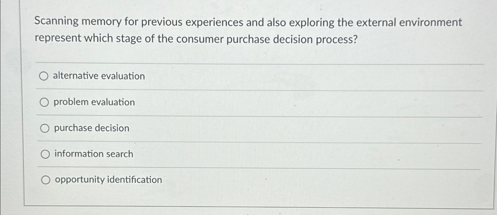  Scanning memory for previous experiences and also exploring the external environment
