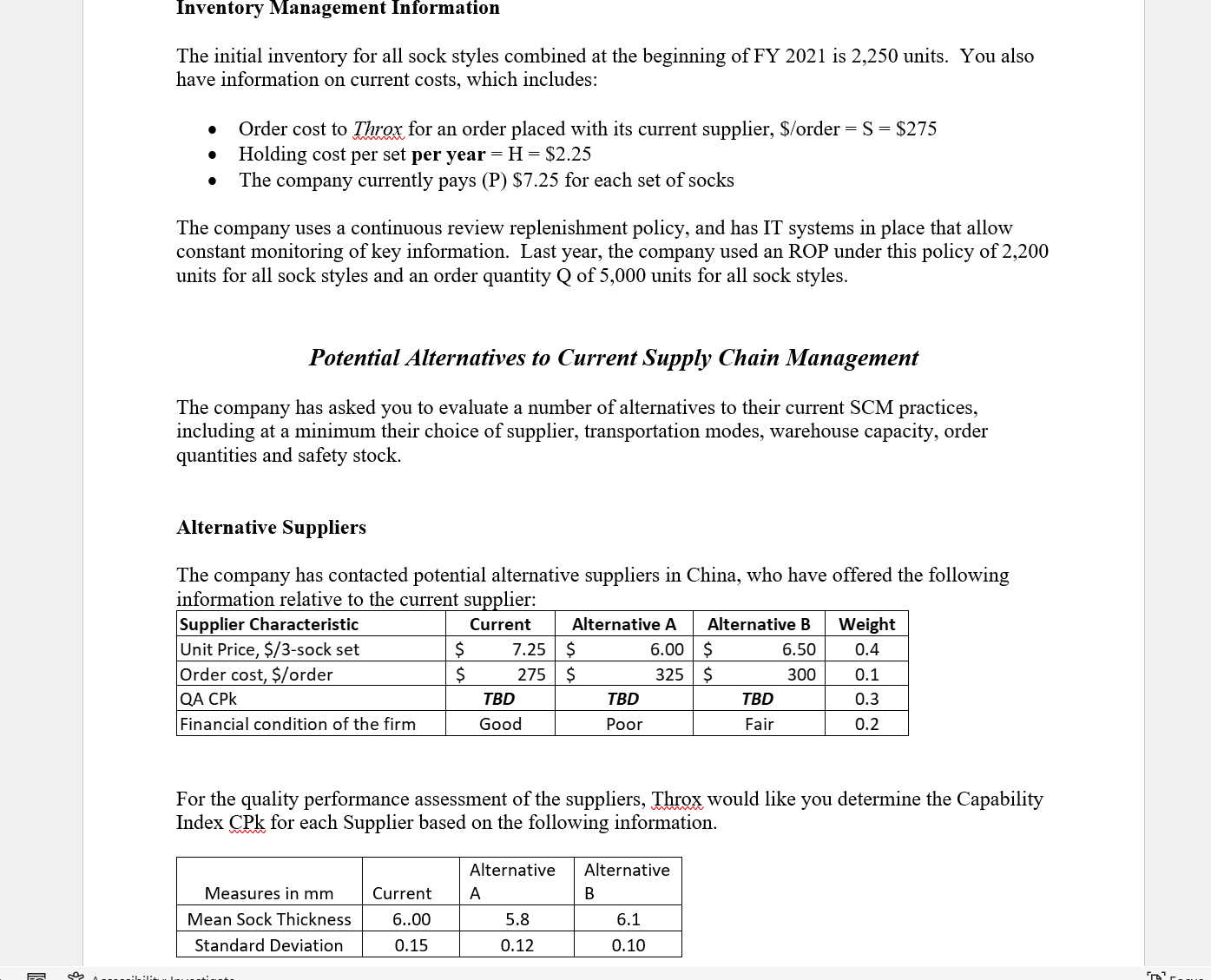 Throx company evaluate their current supply chain practices. You are tasked with