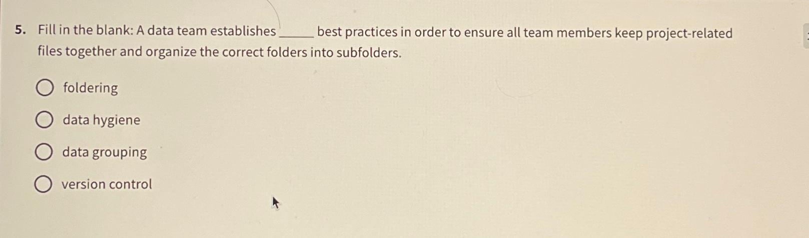  Fill in the blank: A data team establishes best practices in