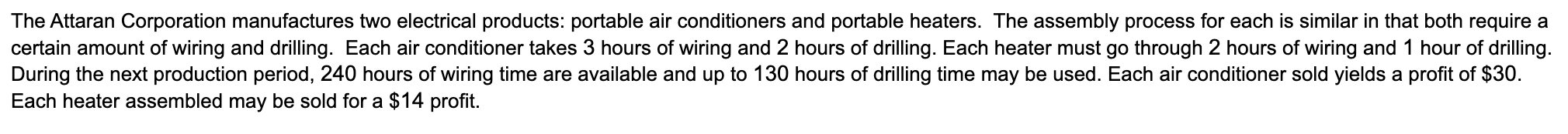 The aim of the objective function for Attaran Corporation should be