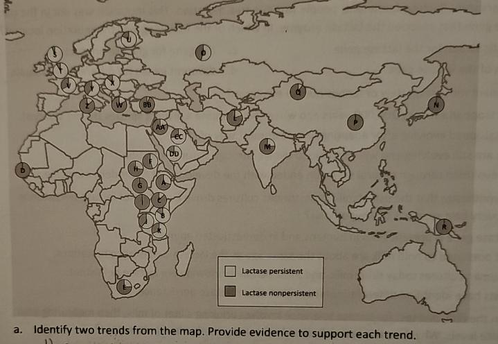  a. Identify two trends from the map. Provide evidence to support