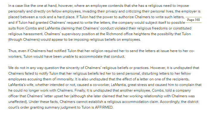 F.3d 1012 (4th Cir. 1996) Case 2 The supervisory employee sued for
