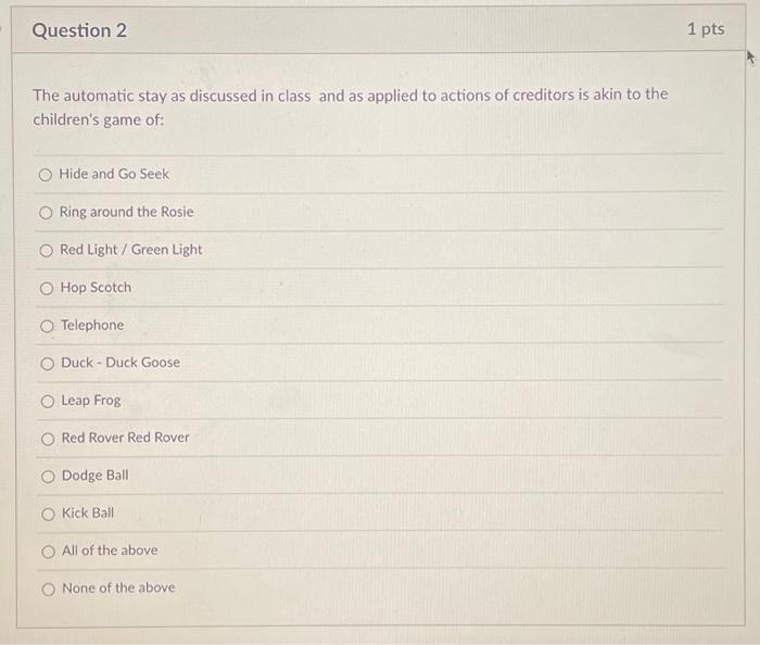 help please The automatic stay as discussed in class and as applied