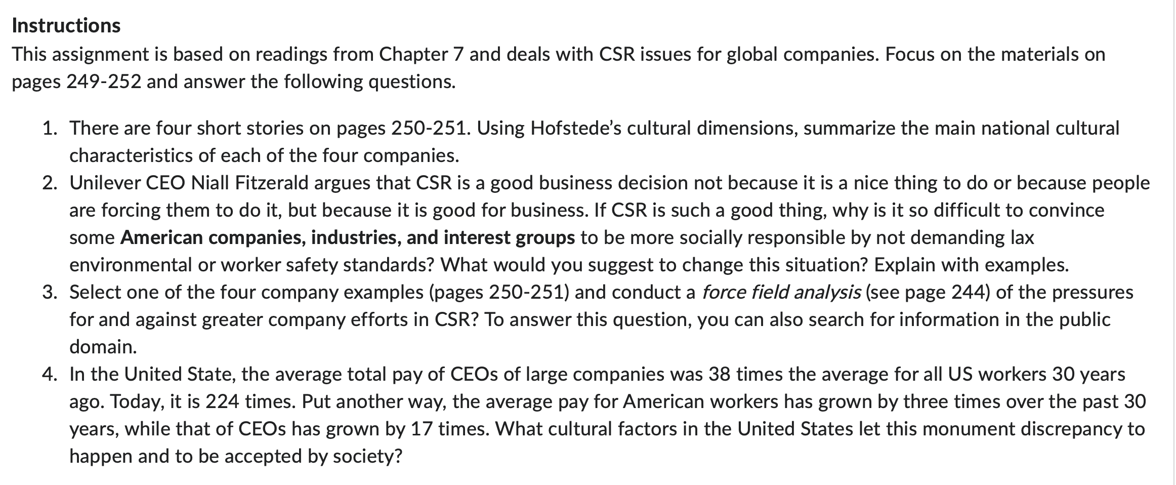 Instructions This assignment is based on readings from Chapter 7 and deals