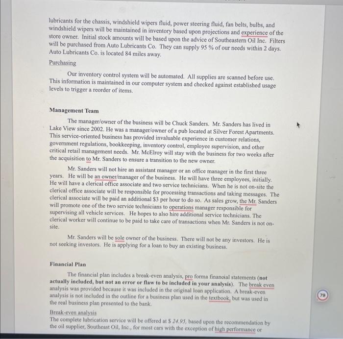 appendix of the case. A break-even analysis is shown below based upon