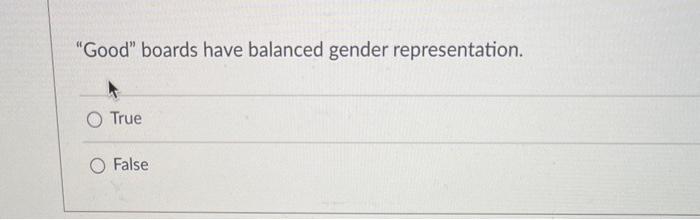  "Good" boards have balanced gender representation. True False