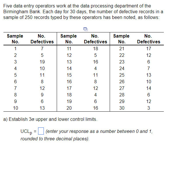  Please give the upper and lower control limits please!!! Five data