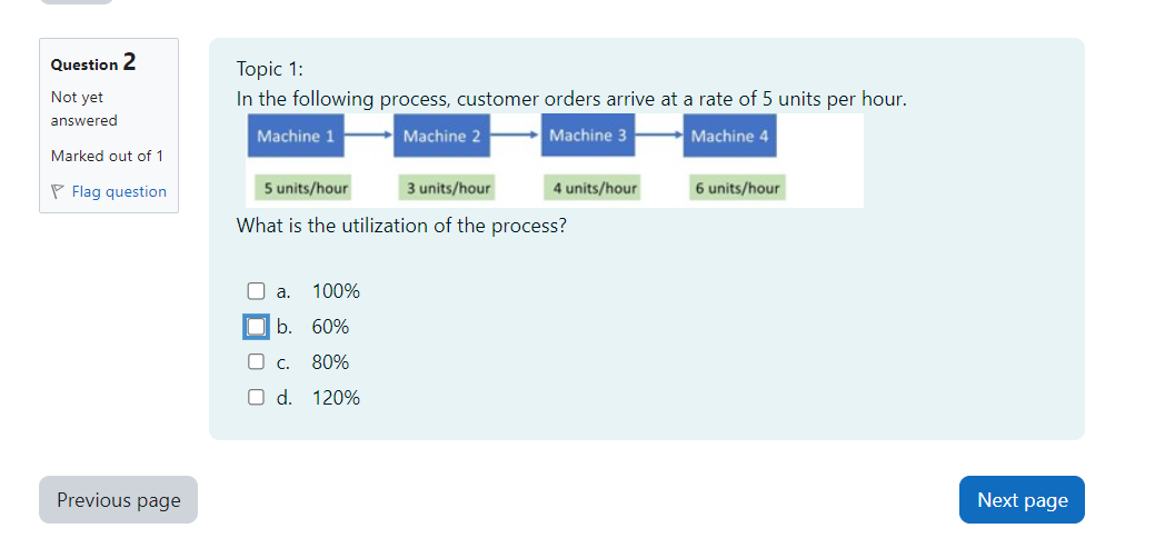 Topic 1: In the following process, customer orders arrive at a
