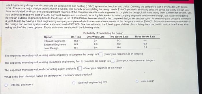  Sox Engineering designs and constructs air conditioning and heating (HVAC) systems