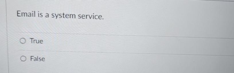  Email is a system service. True False 