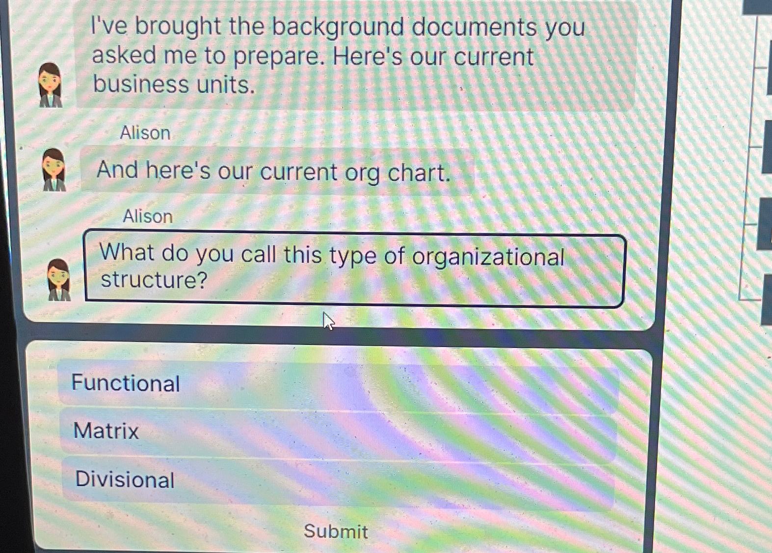  I've brought the background documents you asked me to prepare. Here's