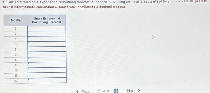 forecast for periods 412. (Round your answers to 3 decimal places.) \begin{tabular}{|c|c|}