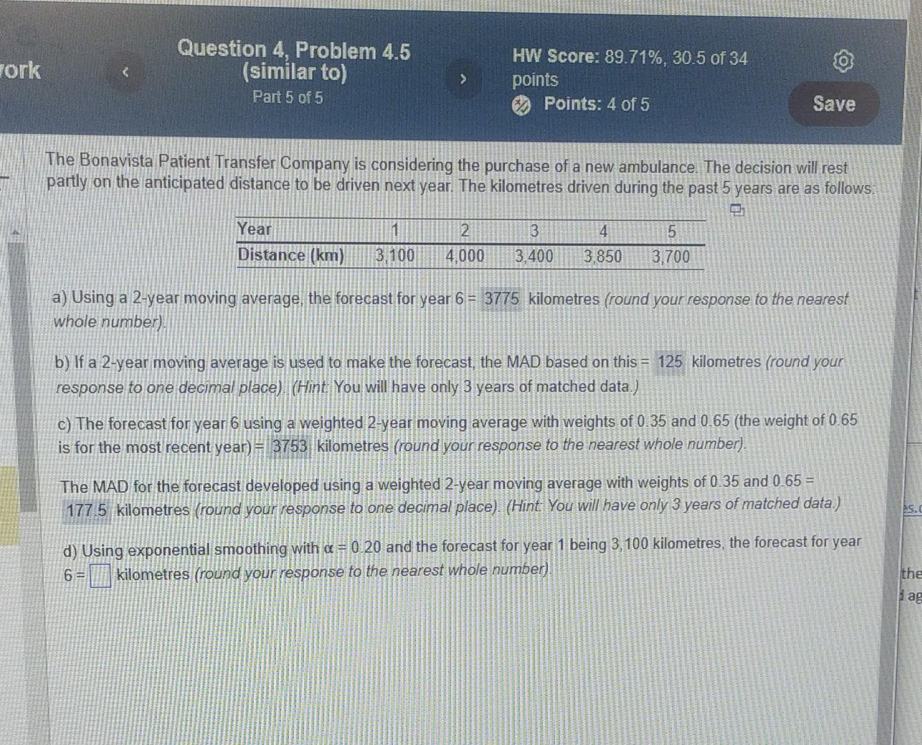 6=3775 kilometres (round your response to the nearest whole number). d) Using
