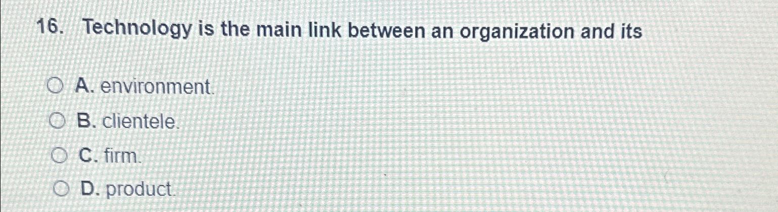  Technology is the main link between an organization and its A.