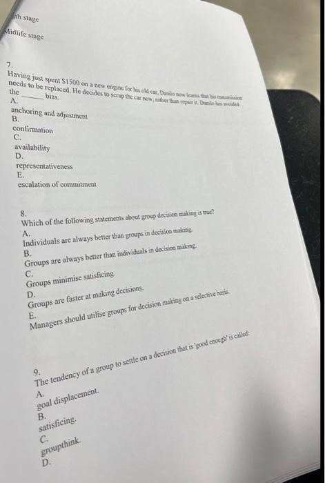 hindsight availability availability E. framing 2. Greg and Karen were having an